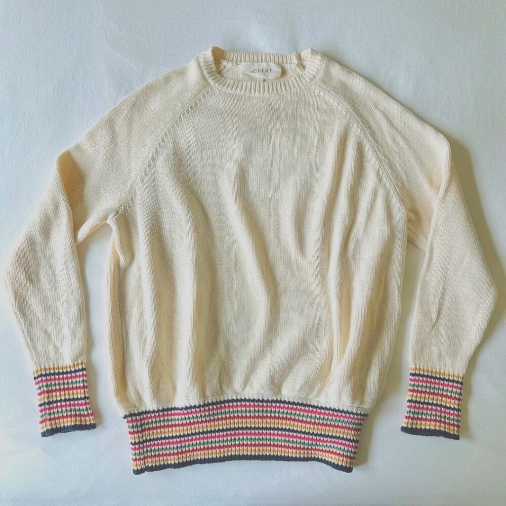 The Great. Multi Stripe Cream Sweater